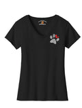 Ladies Holographic Paw V-neck Black