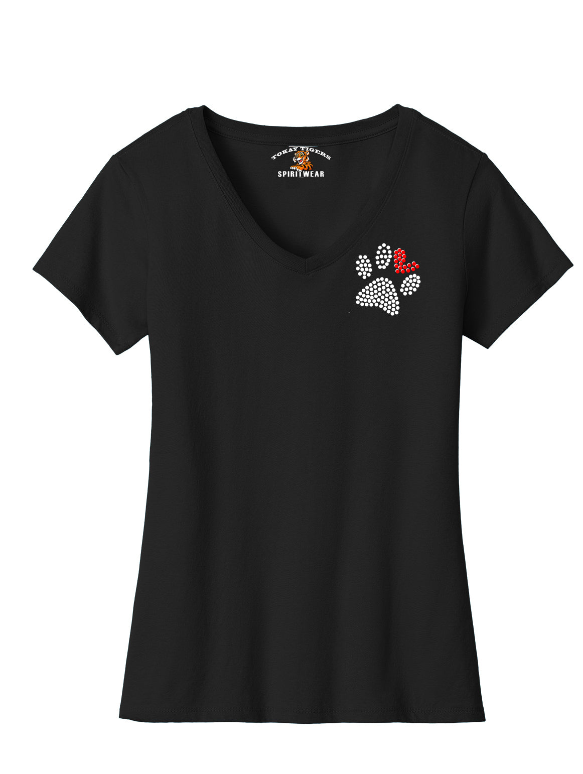 Ladies Holographic Paw V-neck Black